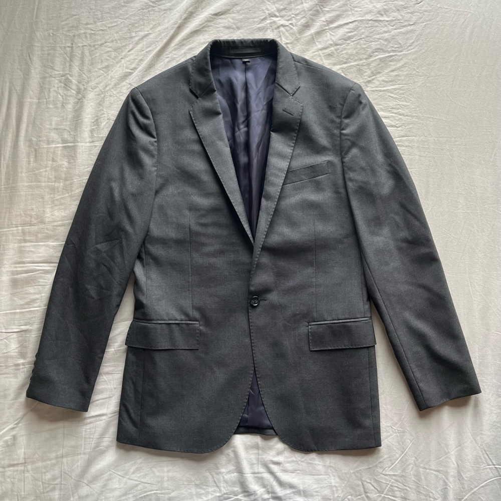 J Crew Ludlow Loro Piana Wool 38R Charcoal Gray One Button Blazer Mens